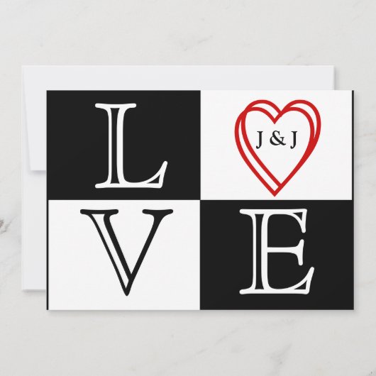 LIEBE Herz Brautdusche Einladung (Rückseite)