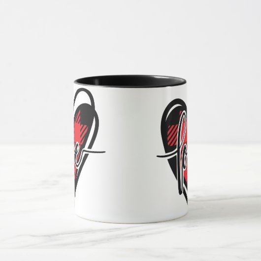 LIEBE HERZ Büffel kariert Tasse (Zentrum)