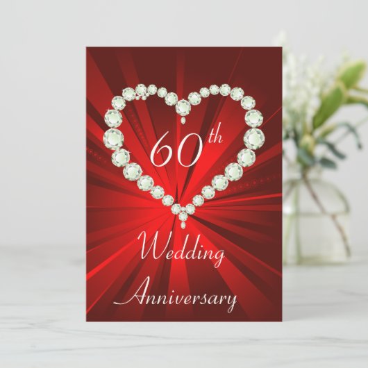 Liebe Herz Diamant Jubiläum Party Einladung (Stehend Vorderseite)