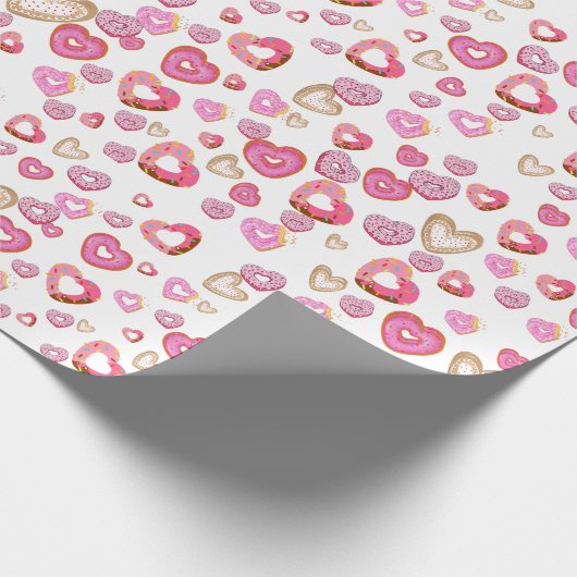 Liebe Herz Donuts Süßgebäck Pink Valentine Geschenkpapier (Ecke)