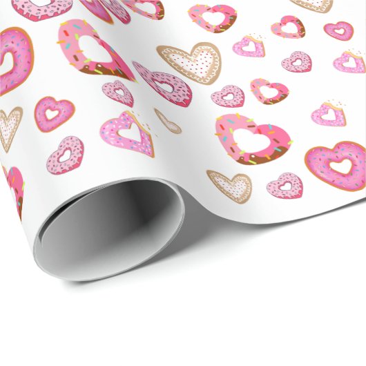 Liebe Herz Donuts Süßgebäck Pink Valentine Geschenkpapier (Rolleneckpunkt)