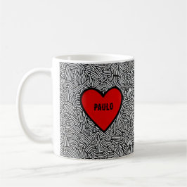 Liebe Herz Doodle Tasse Schwarz Weiß & Rot Valenti
