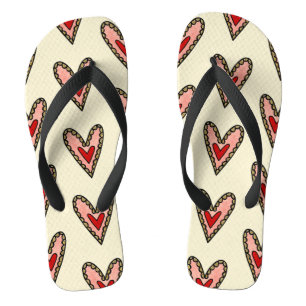 Liebe Herz Drehte Flop Footwear ( Cream Background Badesandalen