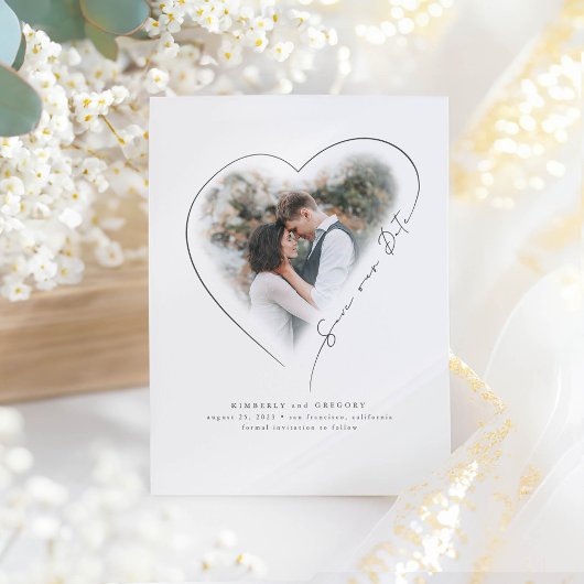 Liebe Herz Elegantes Save the Date Foto Ankündigungspostkarte