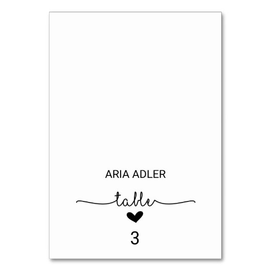 Liebe Herz-Escort-Platzkarten Tischnummer (Vorderseite)