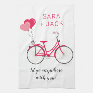 Liebe Herz Fahrrad Valentine Personalisierte Anwen Geschirrtuch