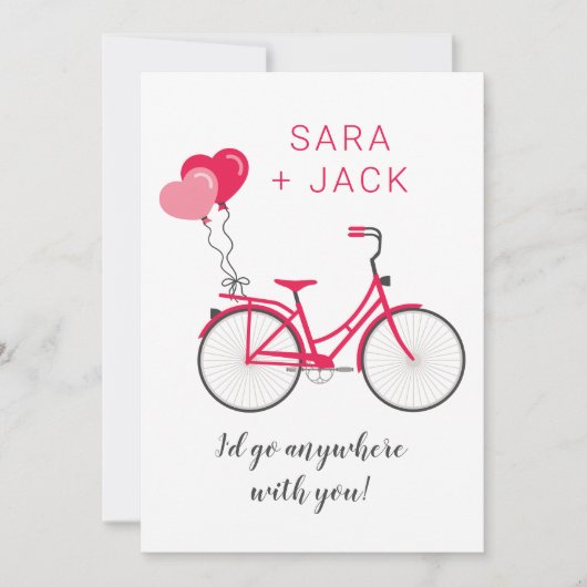 Liebe Herz Fahrrad Valentine Personalisierte Anwen Mitteilungskarte (Vorderseite)