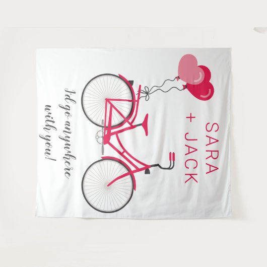 Liebe Herz Fahrrad Valentine Personalisierte Anwen Wandteppich (Vorderseite (Horizontal))