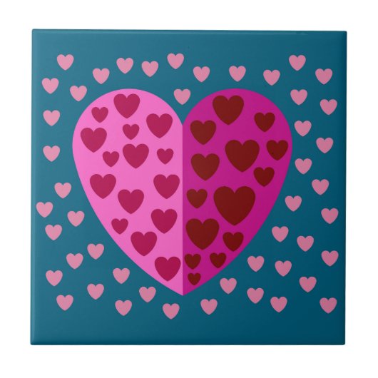 LIEBE HERZ FARBFARBEN KERAMIK TILE FLIESE (Vorderseite)