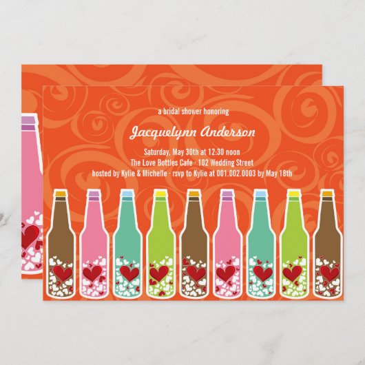 Liebe Herz Flaschen Whimsical Brautparty Party Einladung (Vorne/Hinten)