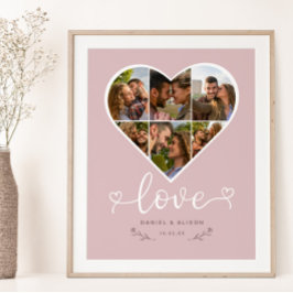 Liebe Herz Foto Collage Grid Couple Blush Poster
