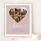 Liebe Herz Foto Collage Grid Couple Blush Poster