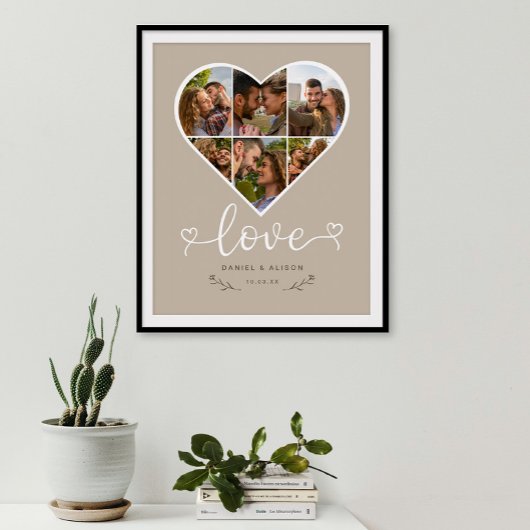 Liebe Herz Foto Collage Grid Couple Latte Poster