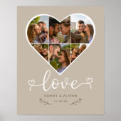 Liebe Herz Foto Collage Grid Couple Latte Poster (Vorne)