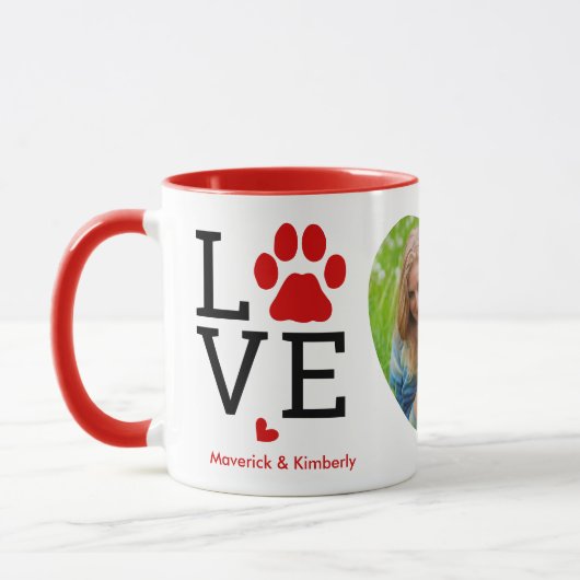 LIEBE Herz Foto Custom Haustier Hund über Valentin Tasse (Links)