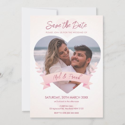 Liebe Herz Foto Save the Date Einladung (Vorderseite)