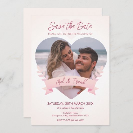 Liebe Herz Foto Save the Date Einladung (Vorne/Hinten)