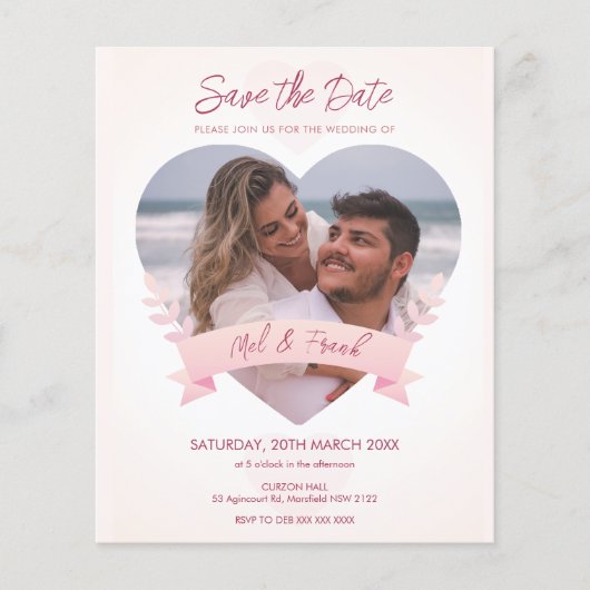 Liebe Herz Foto Save the Date Einladung Flyer (Vorne)