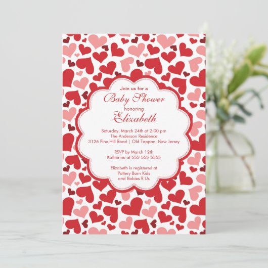 Liebe Herz Frühjahrsdusche Einladung (Stehend Vorderseite)