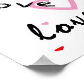 Liebe Herz für rote und rosa Typografie Poster (Ecke)