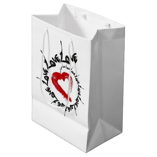 Liebe Herz-Geschenktasche Mittlere Geschenktüte (Vorderseite Schrägansicht)