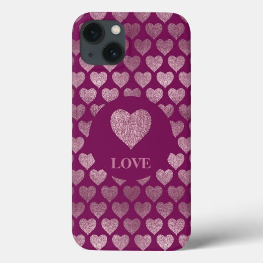 LIEBE Herz-Glitzer-Muster Case-Mate iPhone Hülle (Rückseite)