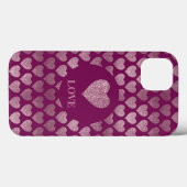 LIEBE Herz-Glitzer-Muster Case-Mate iPhone Hülle (Rückseite (Horizontal))