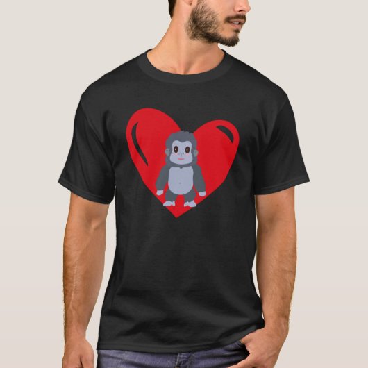 Liebe Herz Graphic Valentine's Day Gorilla Boys Ki T-Shirt (Vorderseite)