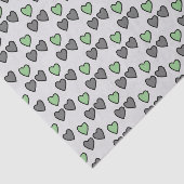 Liebe Herz graues und grünes Geschenk Seidenpapier (Ausschnitt)