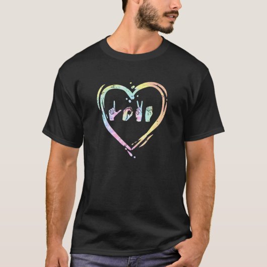 Liebe Herz Hand Gebärdensprache Valentine farbenfr T-Shirt (Vorderseite)