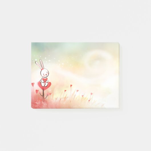Liebe-Herz-Häschen Post-it Klebezettel (Vorderseite)