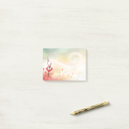 Liebe-Herz-Häschen Post-it Klebezettel (Auf Schreibtisch)
