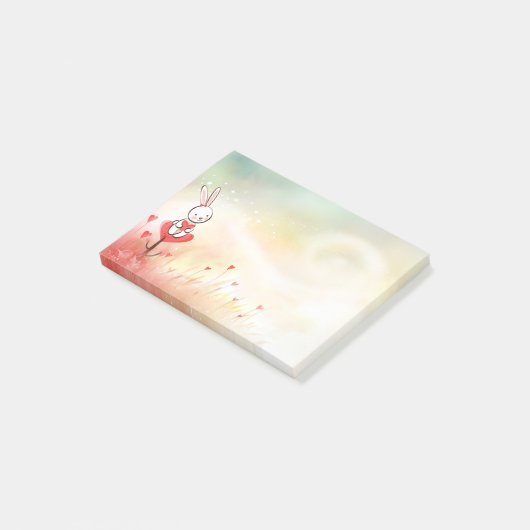 Liebe-Herz-Häschen Post-it Klebezettel (angewinkelt)