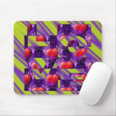 LIEBE Herz - hellgrüne violette Wellen Mousepad (Mit Mouse)