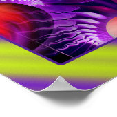 LIEBE Herz - hellgrüne violette Wellen Poster (Ecke)