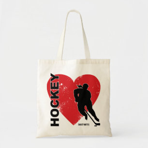 Liebe-Herz-Hockey-Frauen Tragetasche