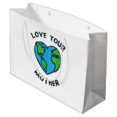 Liebe - Herz Ihrer Mutter Erde Große Geschenktüte (Rückseite Schrägansicht)