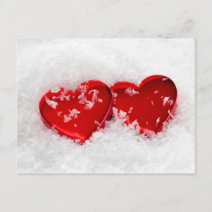 Liebe Herz im Schnee Postkarte