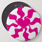 Liebe Herz in Magenta und Weiß Button (Vorne & Hinten)