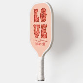 Liebe Herz in Rosa mit Name Pickleball Schläger (Links)