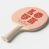Liebe Herz in Rosa mit Name Tischtennis Schläger (Vorderseite)