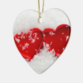 Liebe Herz in Schnee Doppelseitiges Herzornament Keramik Ornament (Links)