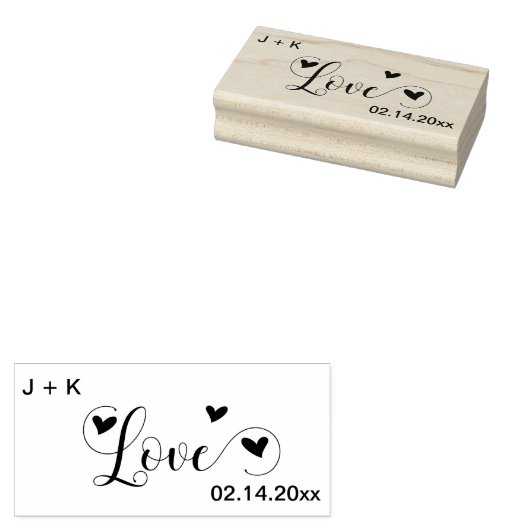 Liebe Herz-Initialen und Datum Gummistempel (Stempel)