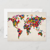 Liebe Herz Karte der Weltkarte (Vorne/Hinten)