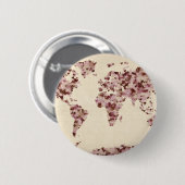 Liebe Herz Karte der Weltkarte Button (Vorne & Hinten)
