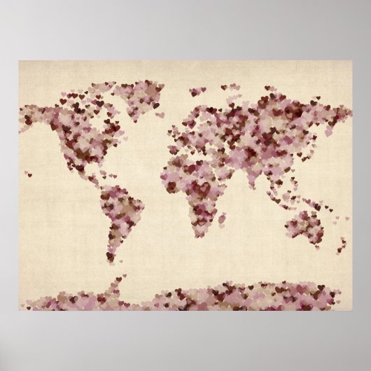 Liebe Herz Karte der Weltkarte Poster (Vorne)
