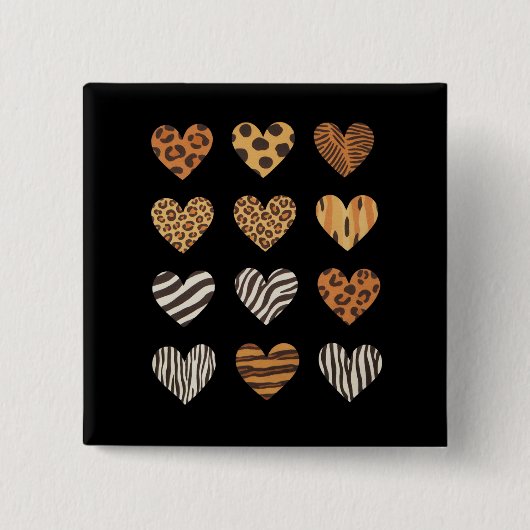 Liebe Herz Leopard Niedlich Valentinstag Button (Vorderseite)