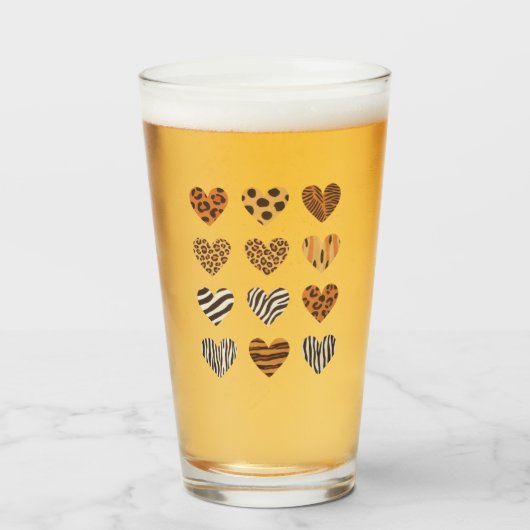 Liebe Herz Leopard Niedlich Valentinstag Glas (Vorne (Gefüllt))