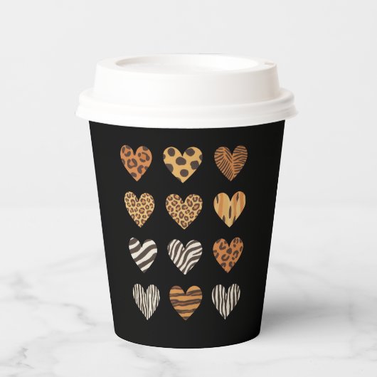 Liebe Herz Leopard Niedlich Valentinstag Pappbecher (Vorderseite)