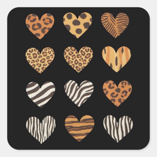 Liebe Herz Leopard Niedlich Valentinstag Quadratischer Aufkleber (Vorderseite)